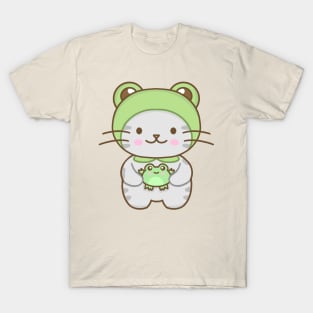 Cute cat with a frog costume T-Shirt